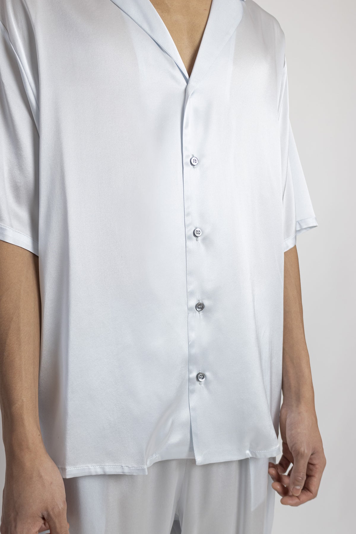 Silk Bowling Shirt Ice Grey