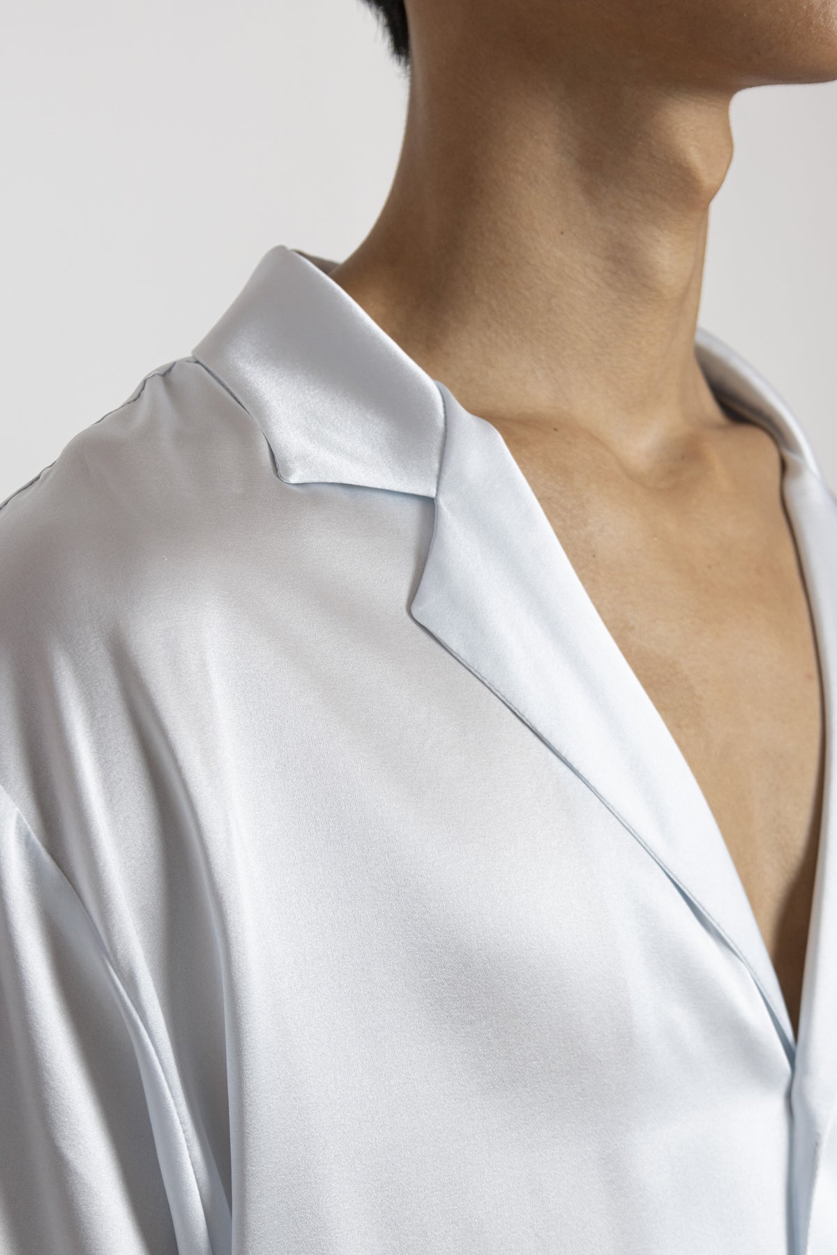 Silk Bowling Shirt Ice Grey