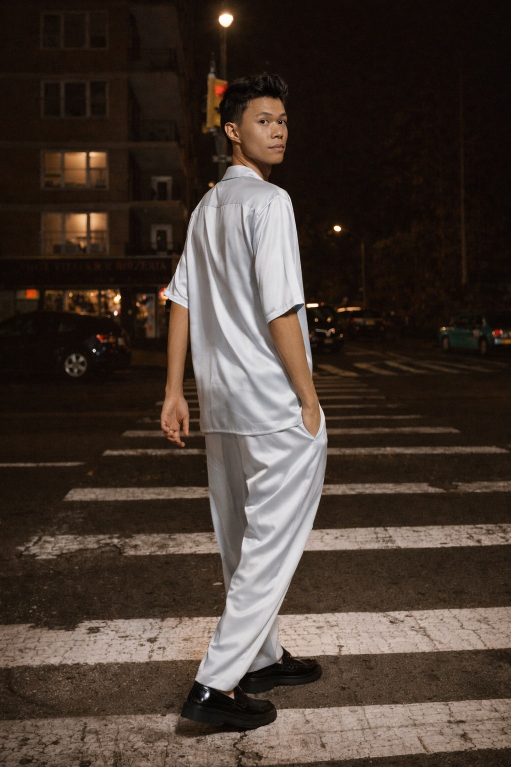 Silk Bowling Shirt Ice Grey