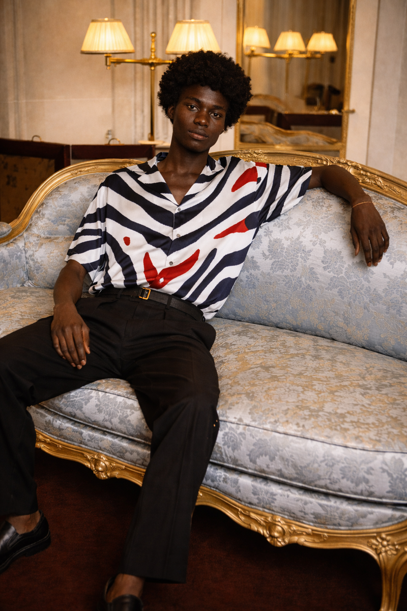 Silk Bowling Shirt Zebra