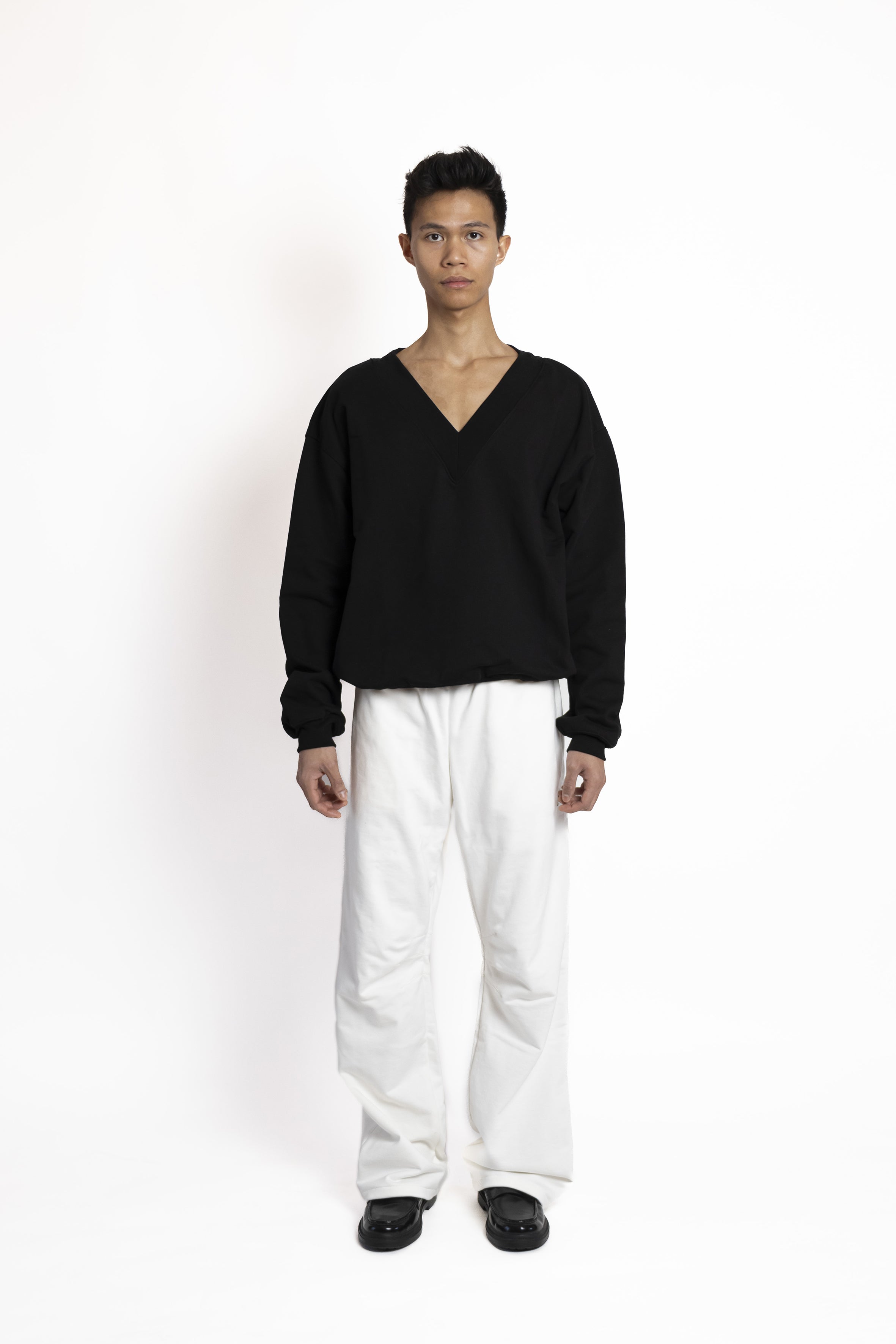 V Neck Sweatshirt Black